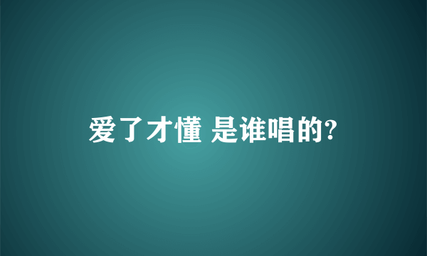 爱了才懂 是谁唱的?