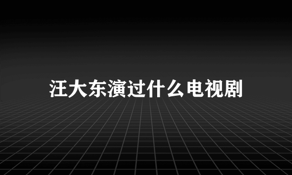 汪大东演过什么电视剧