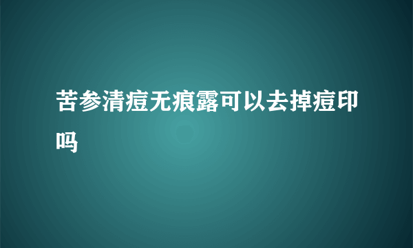 苦参清痘无痕露可以去掉痘印吗