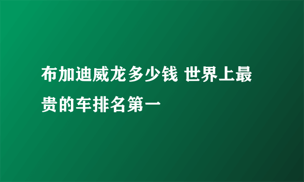 布加迪威龙多少钱 世界上最贵的车排名第一