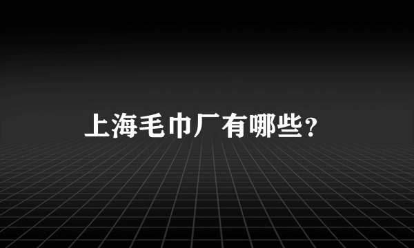 上海毛巾厂有哪些？