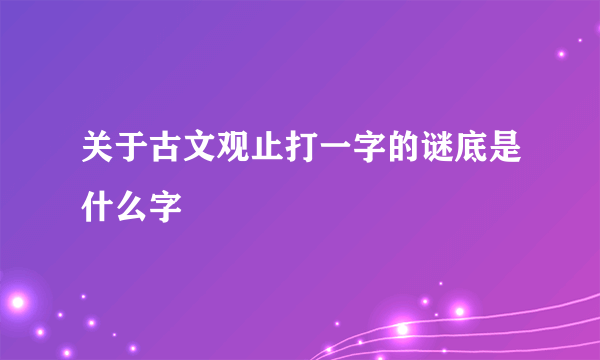 关于古文观止打一字的谜底是什么字