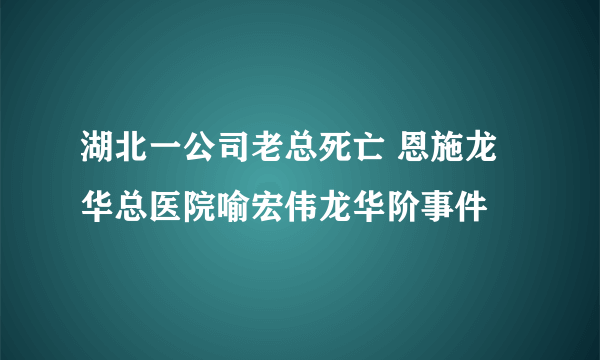 湖北一公司老总死亡 恩施龙华总医院喻宏伟龙华阶事件