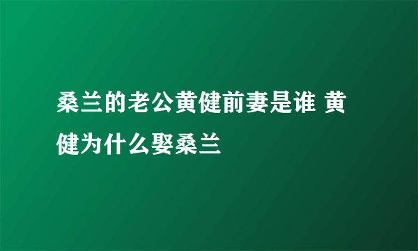 桑兰的老公黄健前妻是谁 黄健为什么娶桑兰