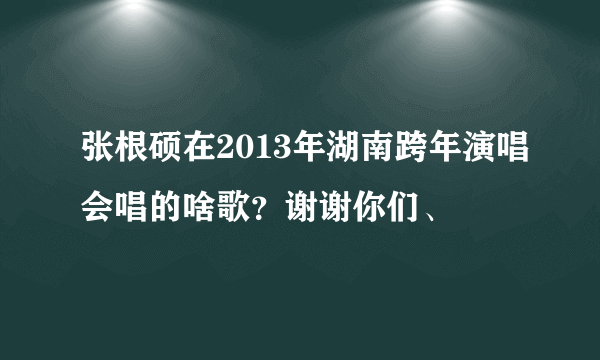 张根硕在2013年湖南跨年演唱会唱的啥歌？谢谢你们、