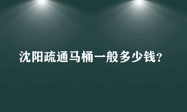 沈阳疏通马桶一般多少钱？