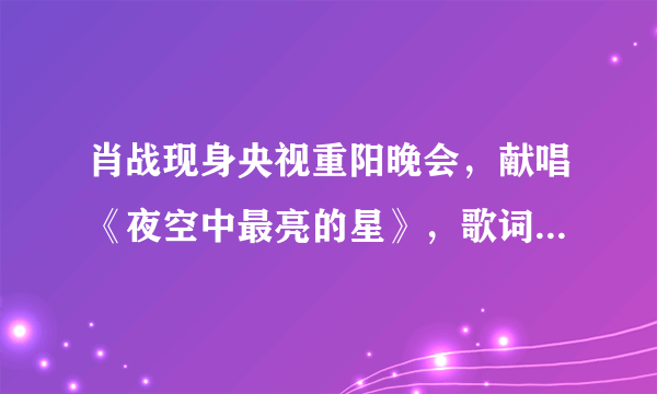 肖战现身央视重阳晚会，献唱《夜空中最亮的星》，歌词似乎颇有深意