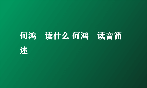 何鸿燊读什么 何鸿燊读音简述