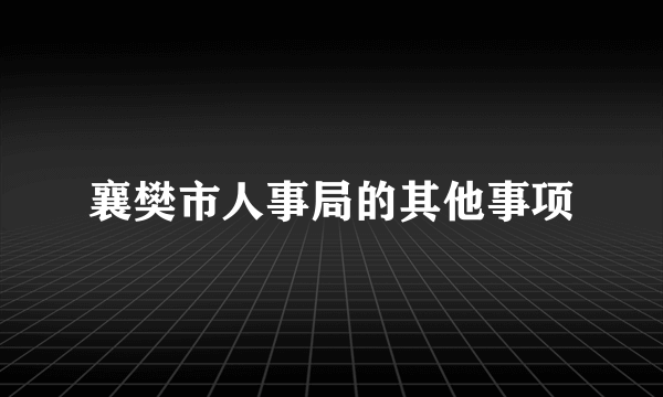 襄樊市人事局的其他事项