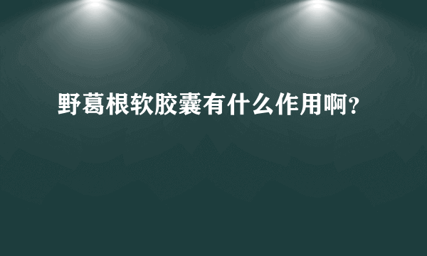 野葛根软胶囊有什么作用啊？