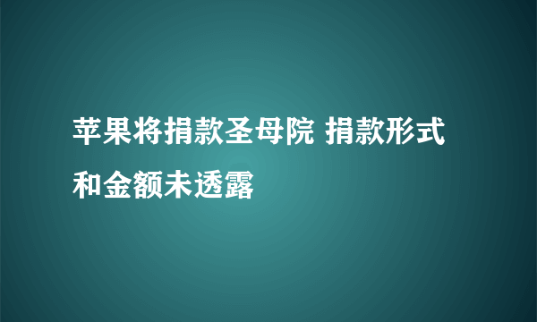 苹果将捐款圣母院 捐款形式和金额未透露