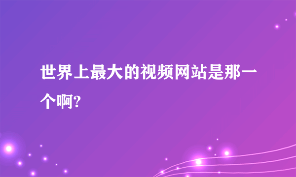 世界上最大的视频网站是那一个啊?