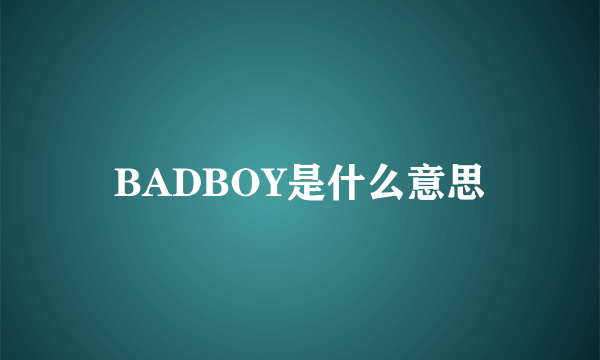 BADBOY是什么意思