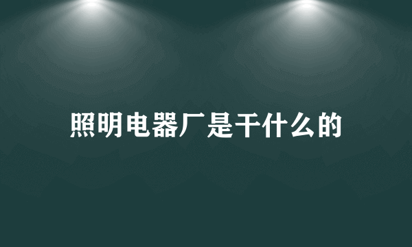 照明电器厂是干什么的