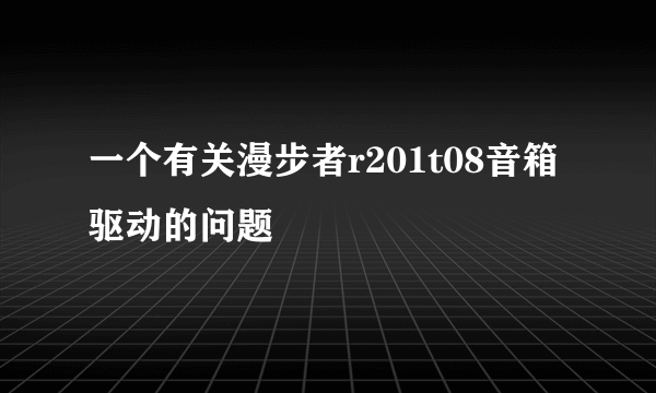 一个有关漫步者r201t08音箱驱动的问题