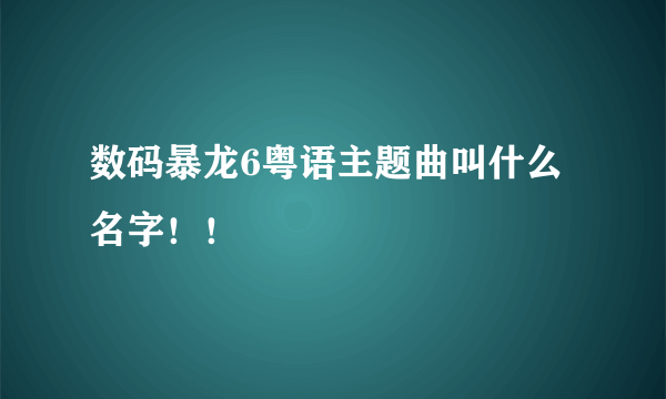 数码暴龙6粤语主题曲叫什么名字！！