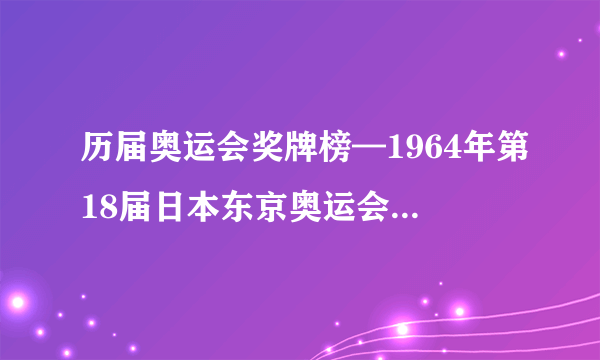 历届奥运会奖牌榜—1964年第18届日本东京奥运会各个国家所获奖牌排名