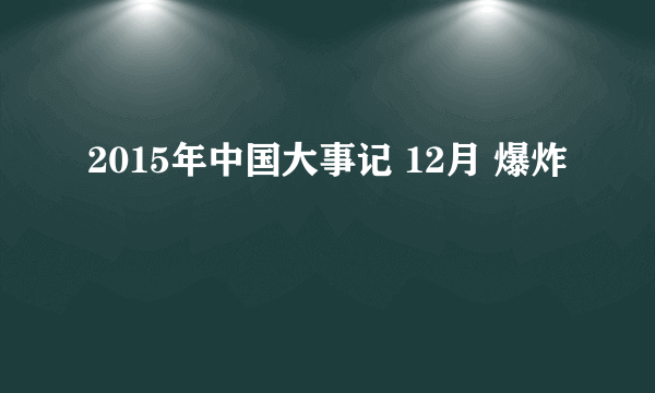 2015年中国大事记 12月 爆炸