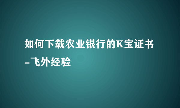 如何下载农业银行的K宝证书-飞外经验