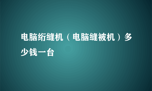 电脑绗缝机（电脑缝被机）多少钱一台