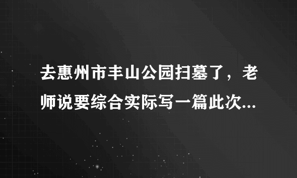 去惠州市丰山公园扫墓了，老师说要综合实际写一篇此次扫墓的感想感想或是其他烈士的故事 跪求啦