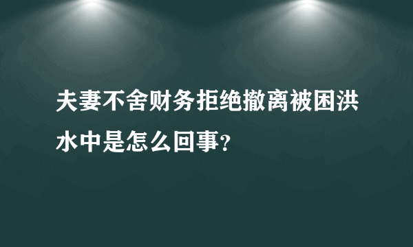 夫妻不舍财务拒绝撤离被困洪水中是怎么回事？