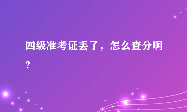 四级准考证丢了，怎么查分啊？