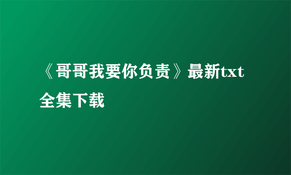 《哥哥我要你负责》最新txt全集下载