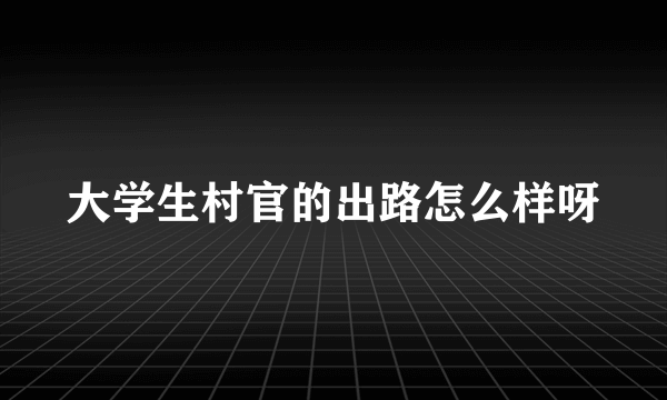 大学生村官的出路怎么样呀