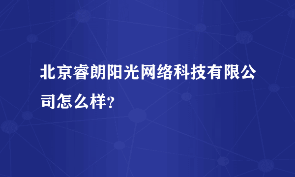 北京睿朗阳光网络科技有限公司怎么样？