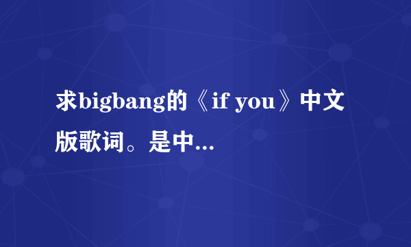 求bigbang的《if you》中文版歌词。是中文版歌词哦！不是中文意思歌词。中文版歌词