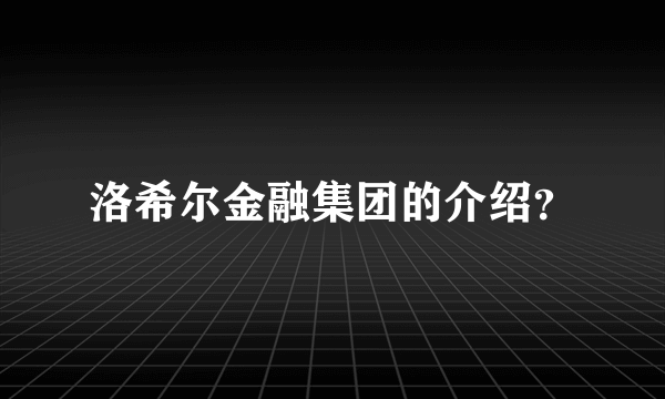 洛希尔金融集团的介绍？