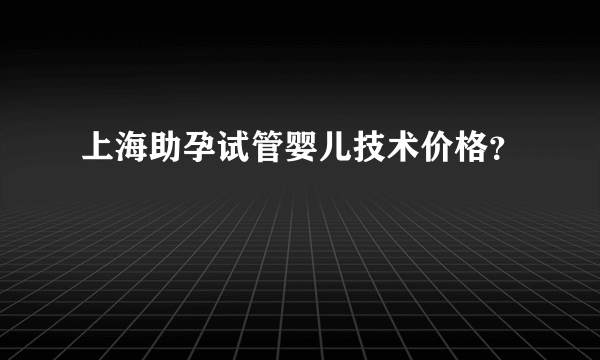 上海助孕试管婴儿技术价格？