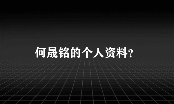 何晟铭的个人资料？