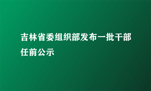 吉林省委组织部发布一批干部任前公示