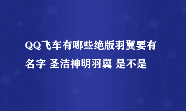 QQ飞车有哪些绝版羽翼要有名字 圣洁神明羽翼 是不是