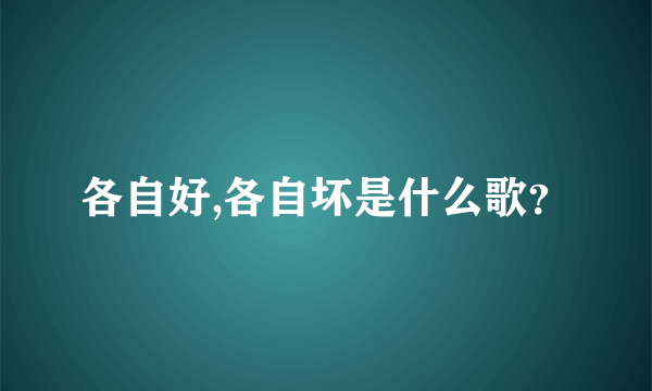 各自好,各自坏是什么歌？