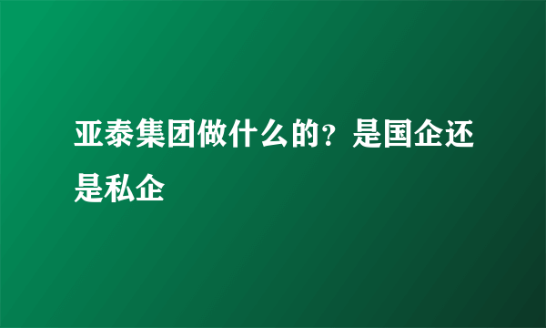 亚泰集团做什么的？是国企还是私企