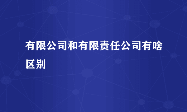 有限公司和有限责任公司有啥区别