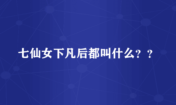 七仙女下凡后都叫什么？？