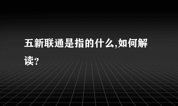 五新联通是指的什么,如何解读？