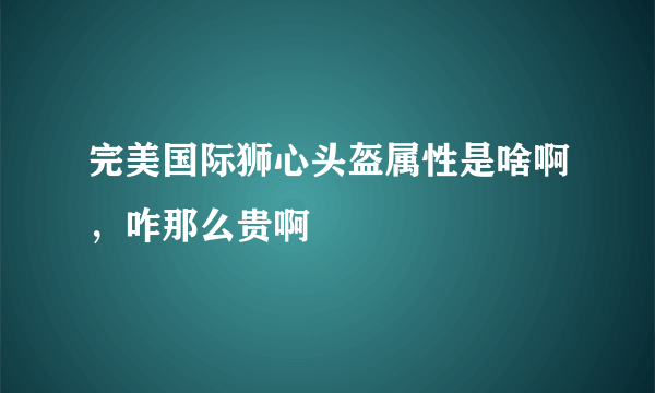 完美国际狮心头盔属性是啥啊，咋那么贵啊