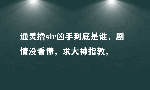 通灵撸sir凶手到底是谁，剧情没看懂，求大神指教，