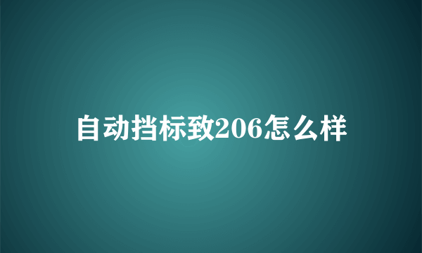 自动挡标致206怎么样