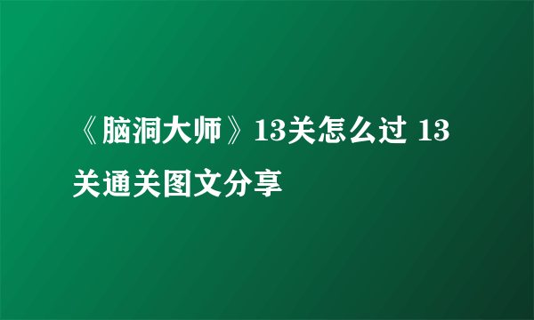 《脑洞大师》13关怎么过 13关通关图文分享