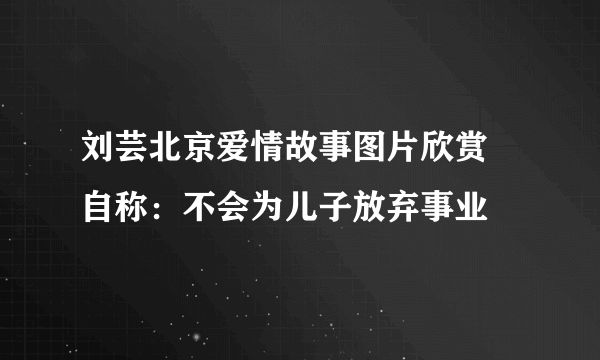 刘芸北京爱情故事图片欣赏 自称：不会为儿子放弃事业