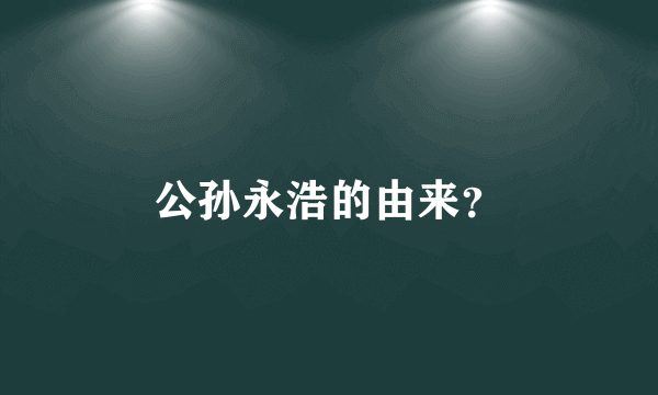 公孙永浩的由来？