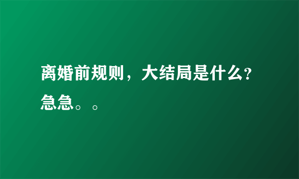 离婚前规则，大结局是什么？急急。。