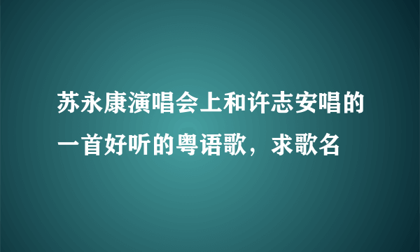 苏永康演唱会上和许志安唱的一首好听的粤语歌，求歌名