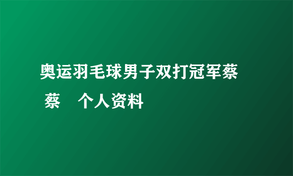 奥运羽毛球男子双打冠军蔡赟 蔡赟个人资料